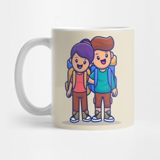 Cute Couple Boy And Girl Travelling Together Mug